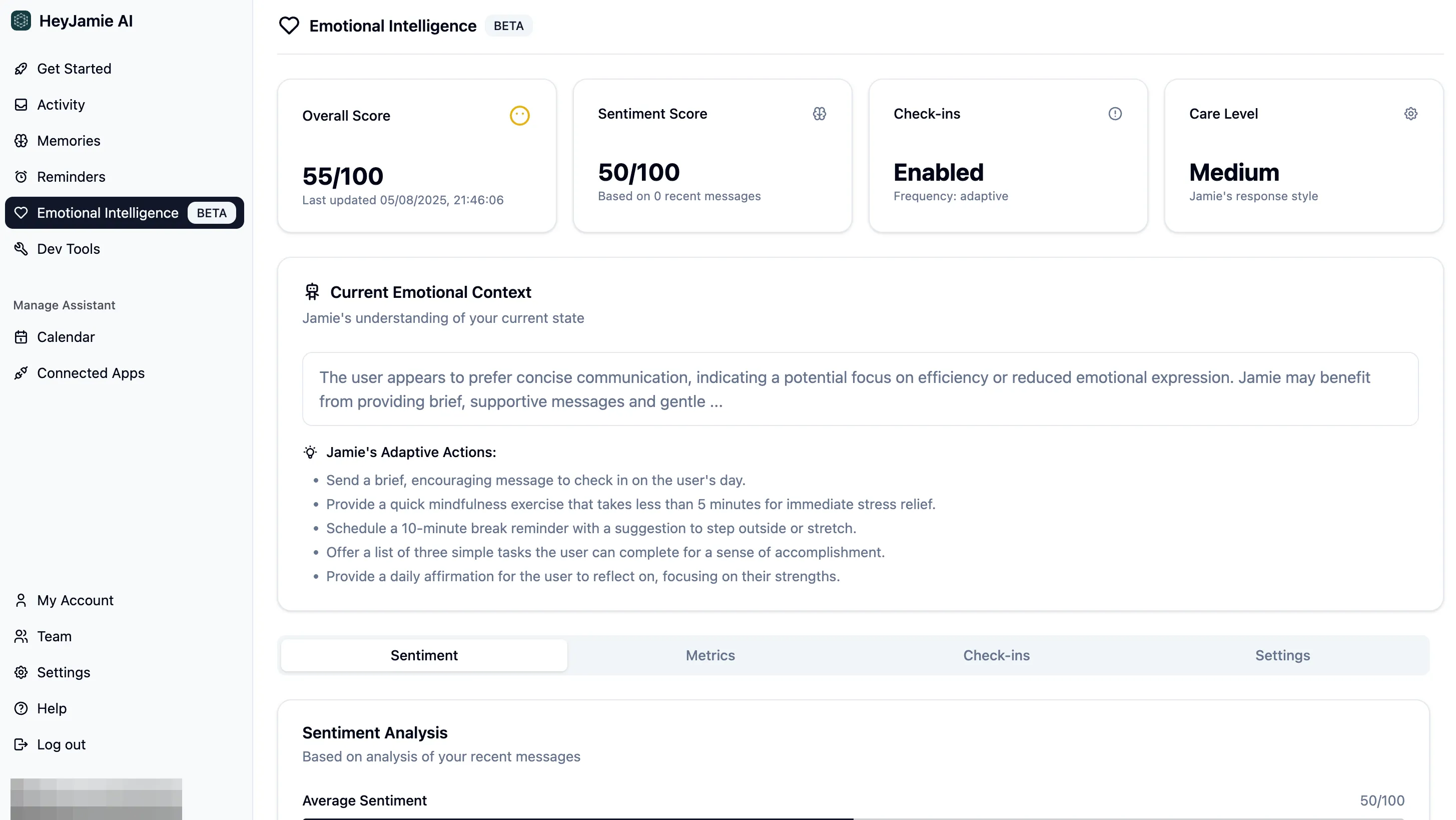 UI of the emotional AI concept